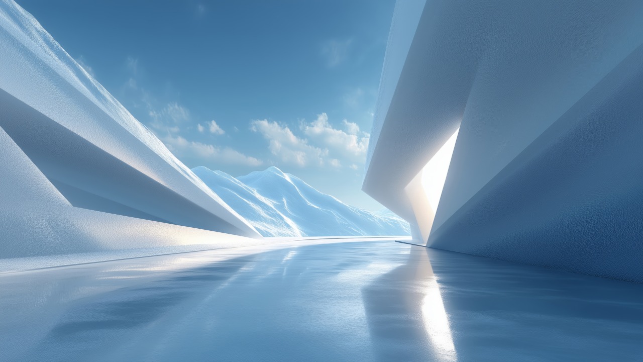 winter geometry wallpaper, minimalistic design, abstract winter art, background for desktop wallpaper (horizontal)