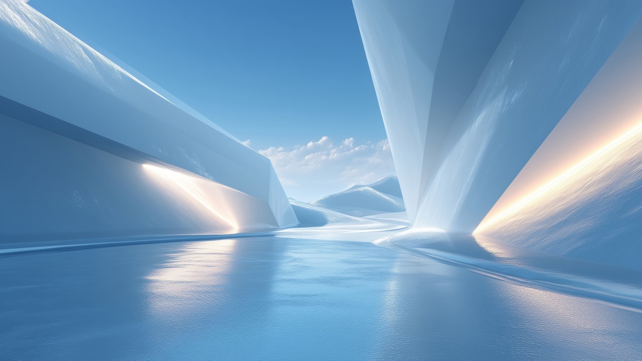 icy geometry wallpaper, minimal ice, serene ice formations, background for desktop wallpaper (horizontal)