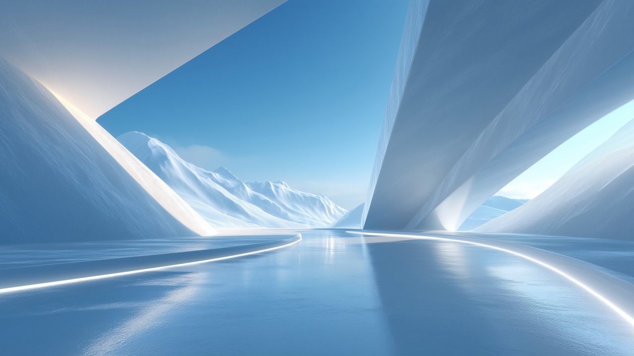 winter geometry wallpaper, modern frost aesthetics, sleek winter patterns, background for desktop wallpaper (horizontal)