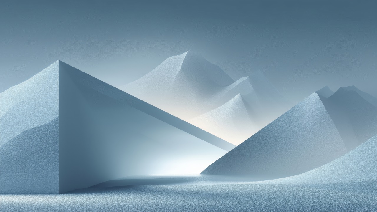 winter geometry wallpaper, sleek wallpaper, cold color palette, background for desktop wallpaper (horizontal)