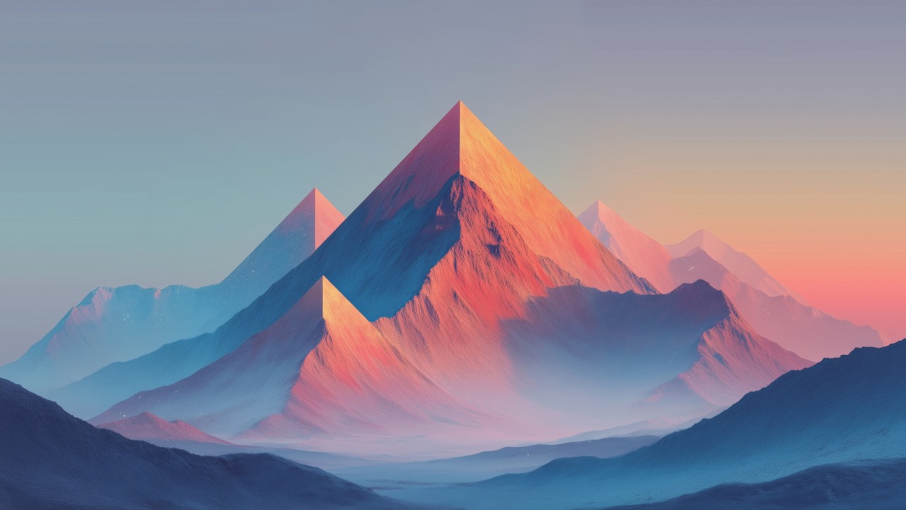 alpine abstract wallpaper, minimalistic landscapes, tranquil snowy scenery, background for desktop wallpaper (horizontal)