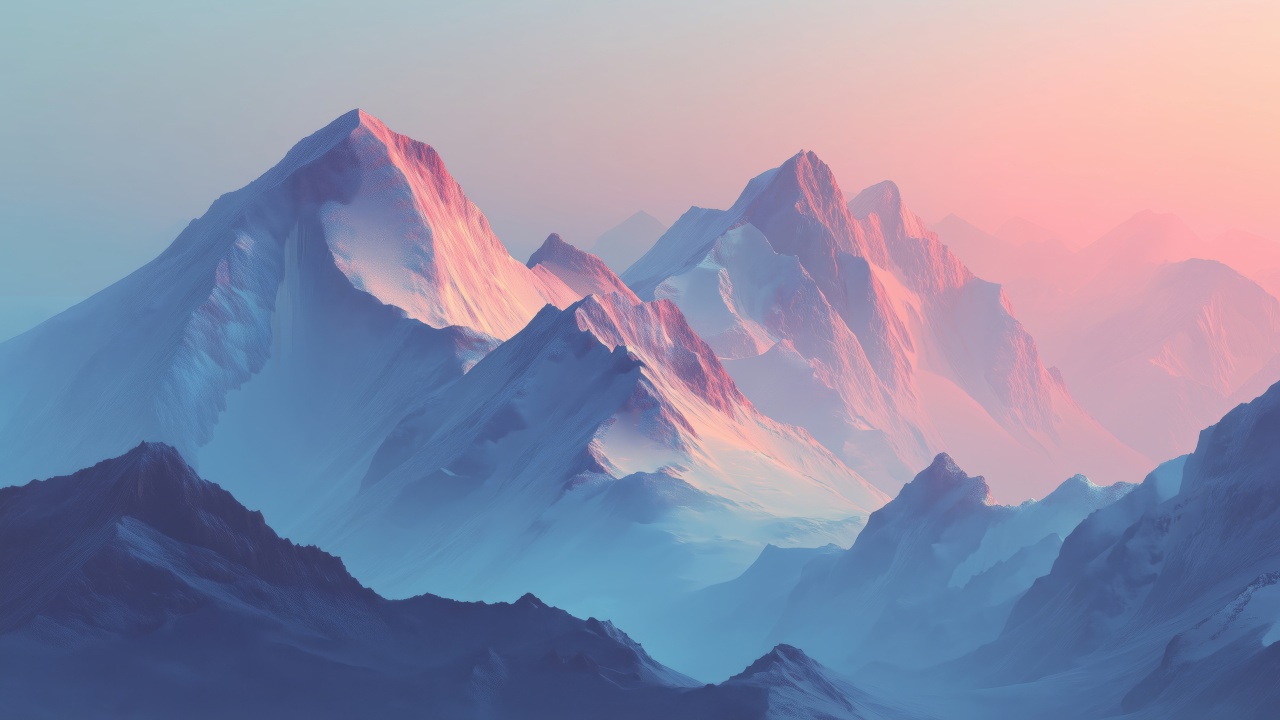 minimal abstract mountains wallpaper, gradient light, contemporary minimalism, background for desktop wallpaper (horizontal)