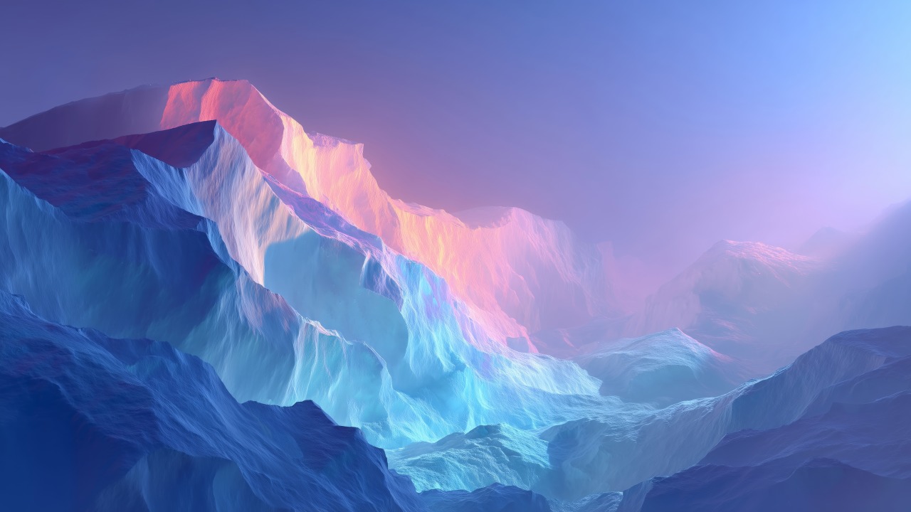 serene gradients wallpaper, icy peaks, snow-capped hills, background for desktop wallpaper (horizontal)