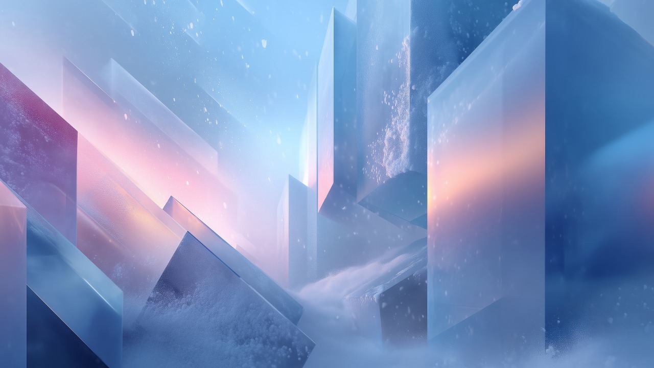 fractal wallpaper, icy shards, geometric designs, background for desktop wallpaper (horizontal)