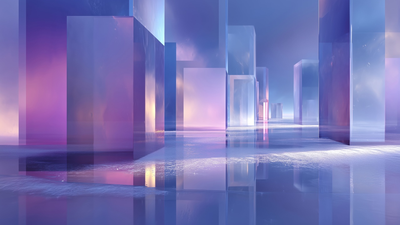 crystalline abstract wallpaper, faceted, light refraction, background for desktop wallpaper (horizontal)