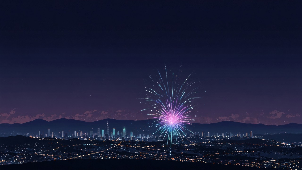 new years day wallpaper, midnight countdown, party decorations, background for desktop wallpaper (horizontal)