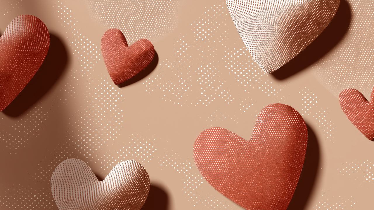 love symbols wallpaper, ruby red, heart illustrations, background for desktop wallpaper (horizontal)