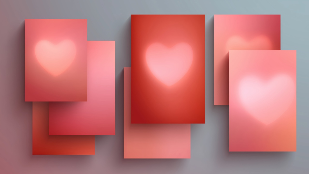 pink heart wallpaper, love note, heartfelt message, background for desktop wallpaper (horizontal)