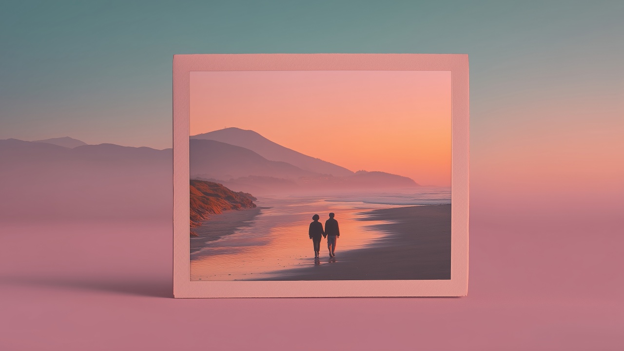 dreamy aesthetic wallpaper, intimate portraits, cute couple, background for desktop wallpaper (horizontal)