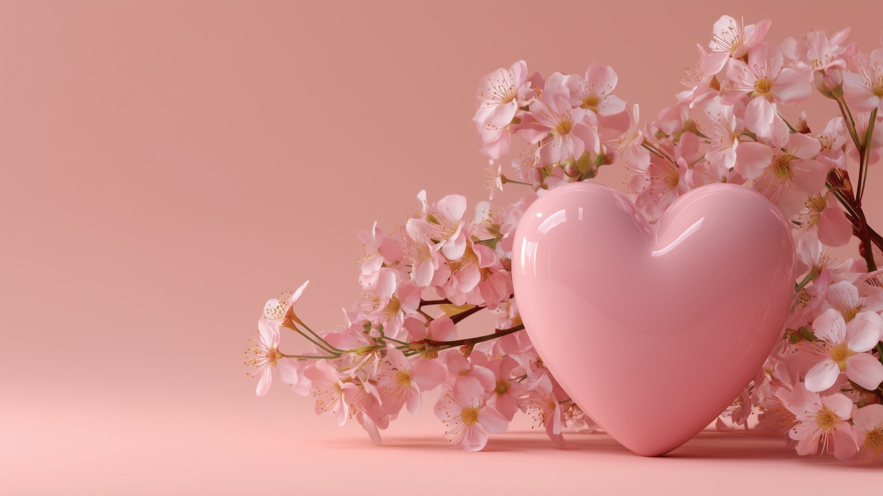 romantic flowers wallpaper, heart gifts, valentine gift, background for desktop wallpaper (horizontal)