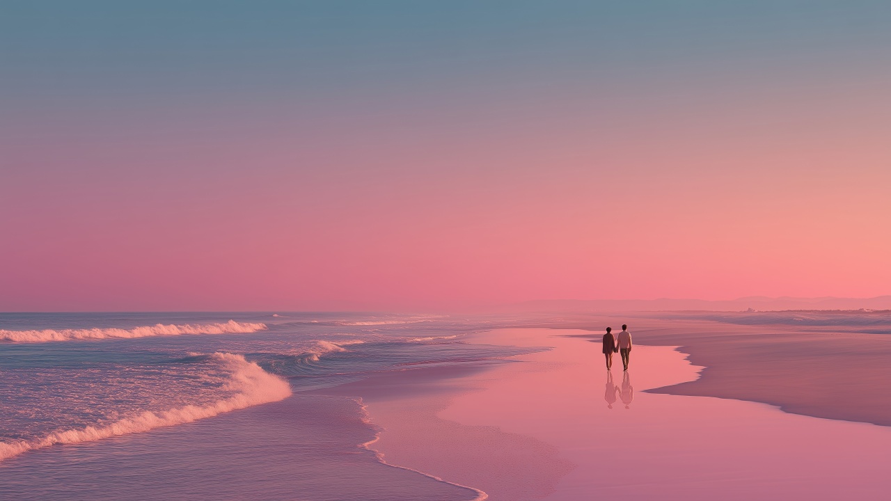 embrace wallpaper, ocean aesthetic, intimate connection, background for desktop wallpaper (horizontal)