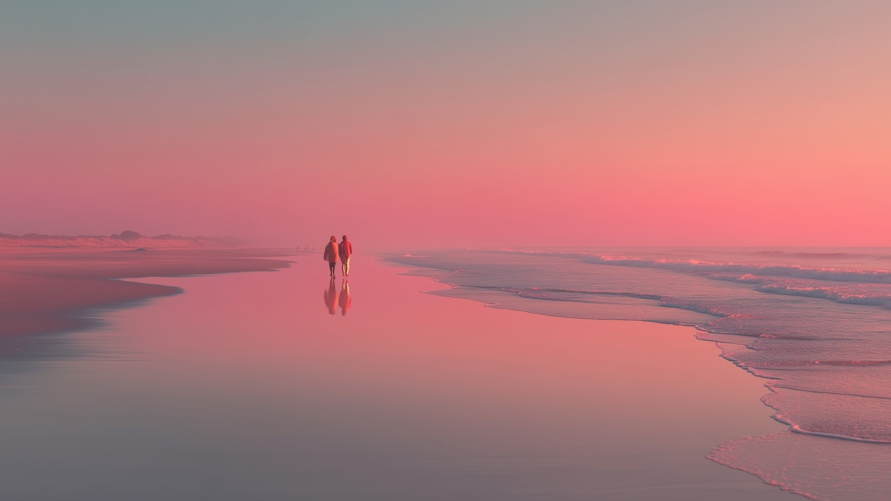 warm sand wallpaper, peaceful ocean, soft love, background for desktop wallpaper (horizontal)