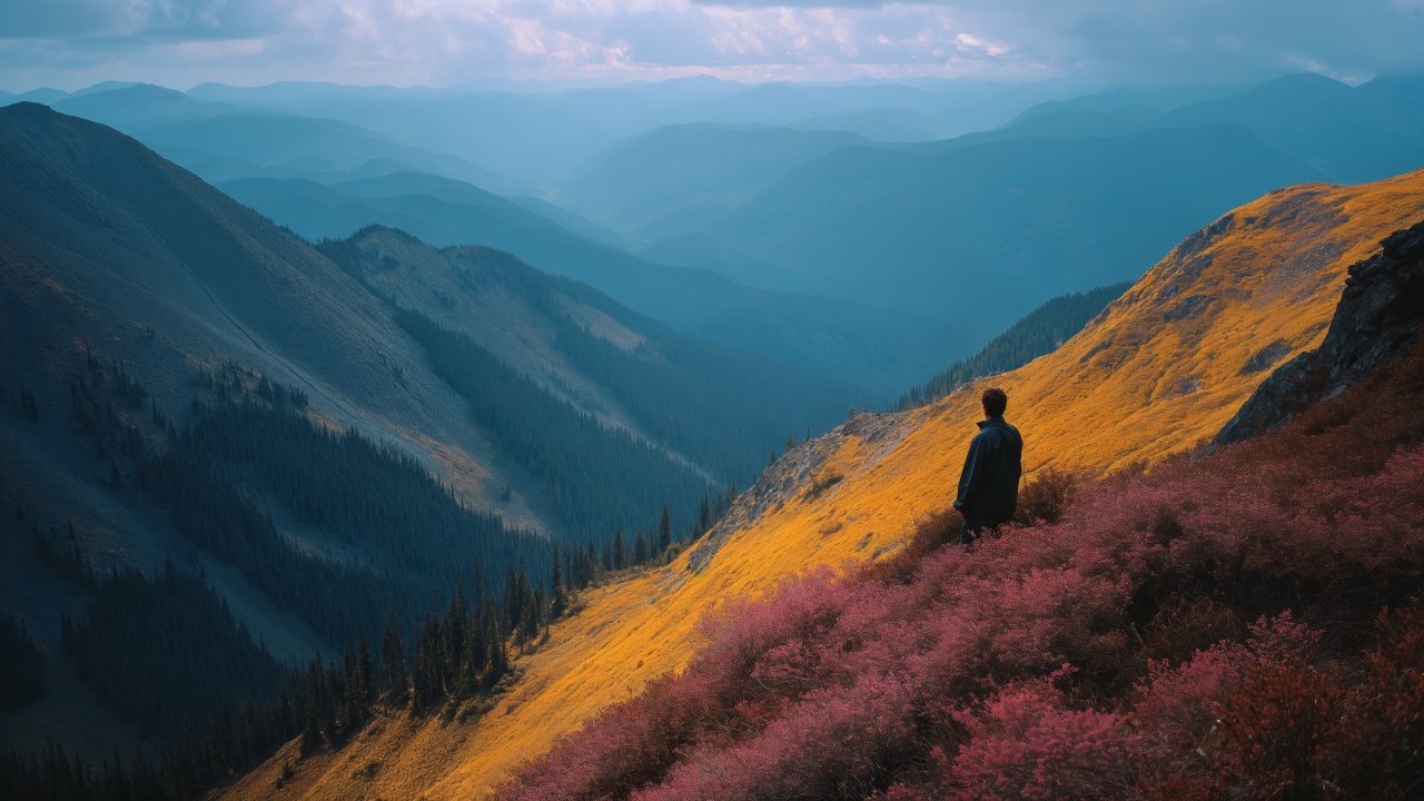 stillness wallpaper, mountain peak, fresh air, background for desktop wallpaper (horizontal)