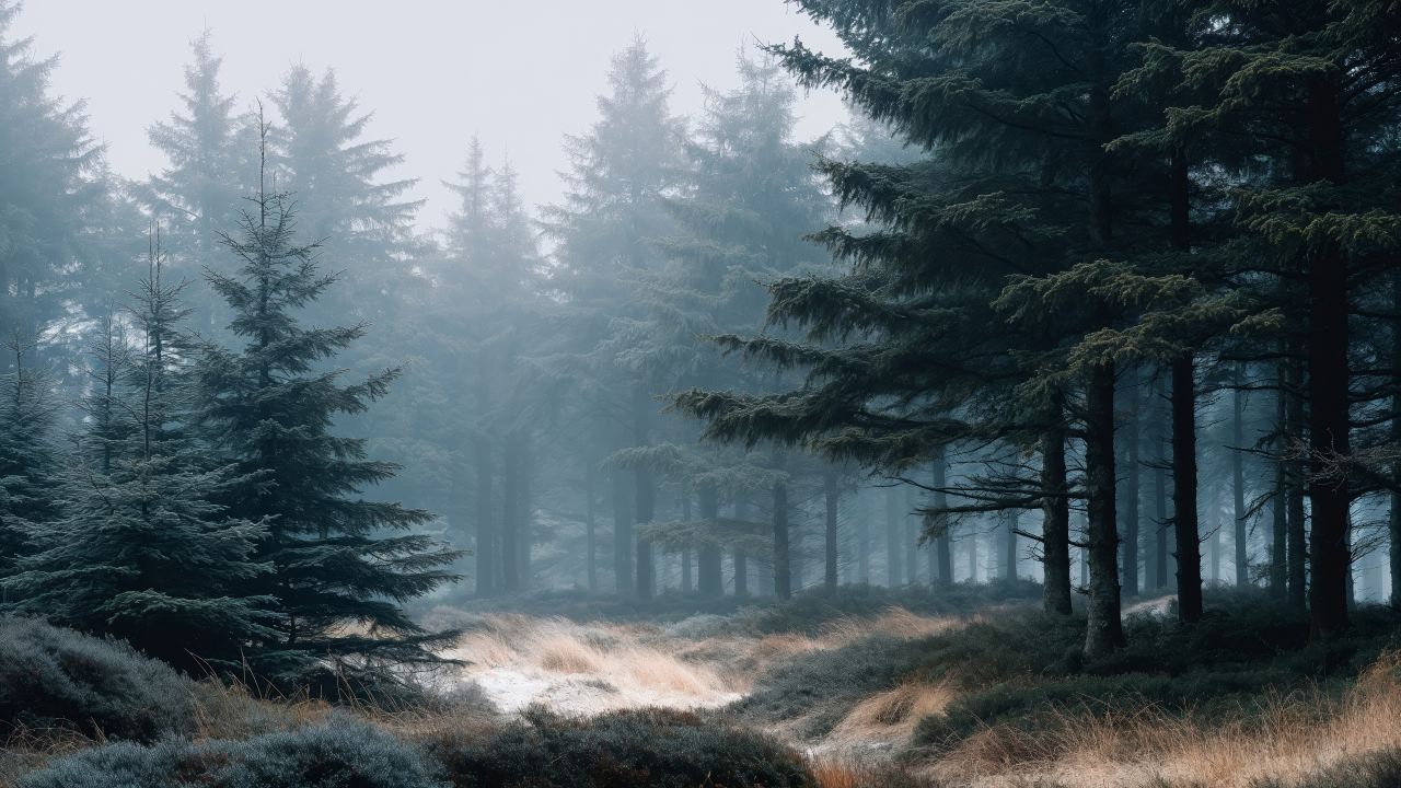 muted colors wallpaper, haze, tranquil grove, background for desktop wallpaper (horizontal)