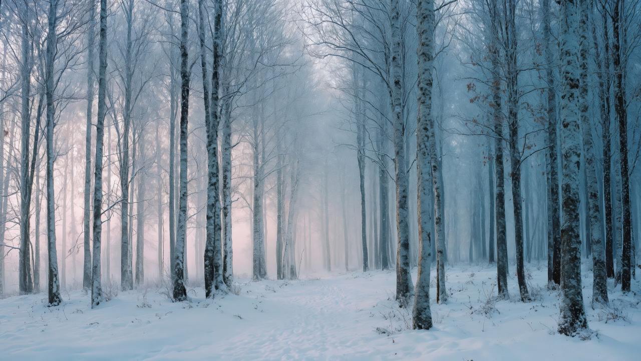 muted colors wallpaper, haze, foggy forest, background for desktop wallpaper (horizontal)