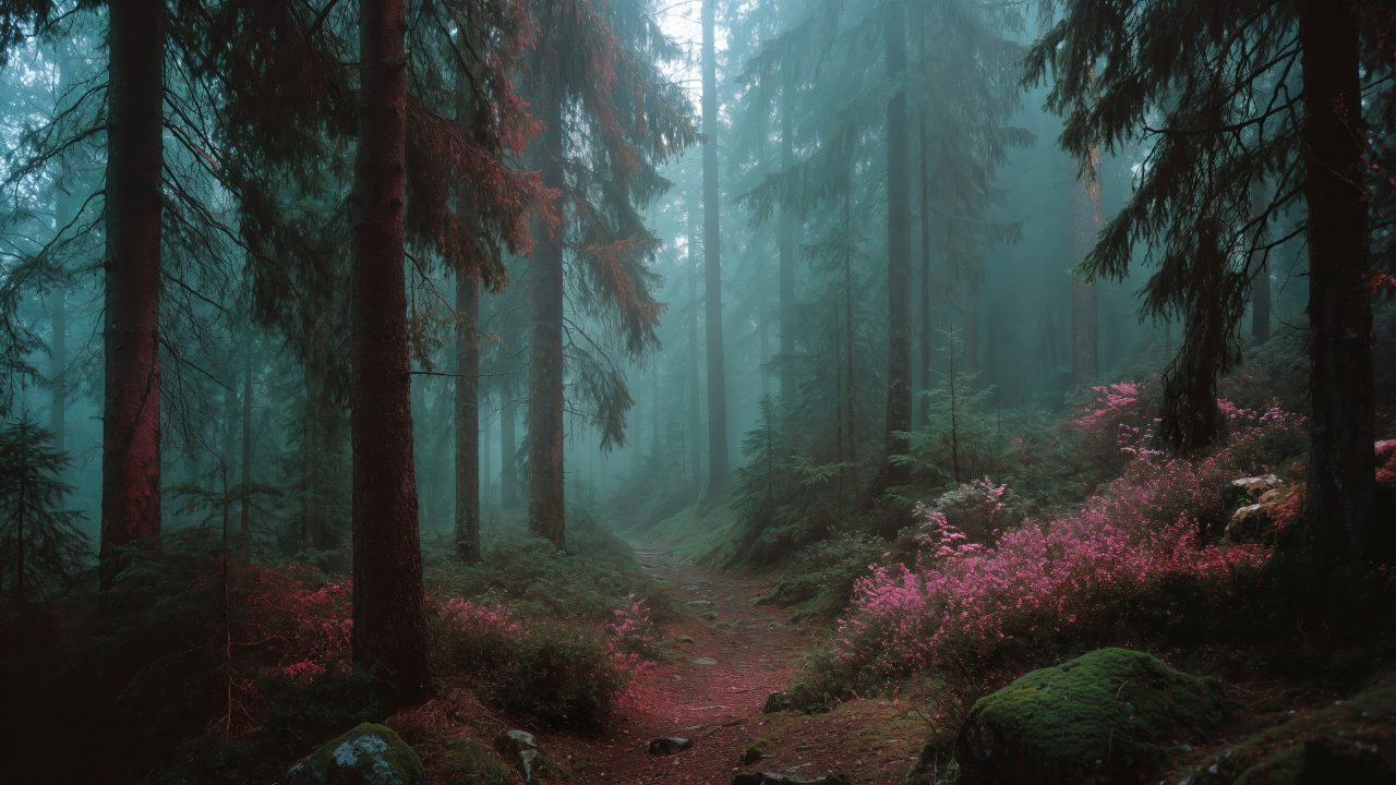 tranquil grove wallpaper, mystical landscape, enchantment, background for desktop wallpaper (horizontal)