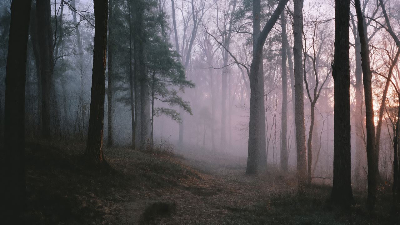 nature magic wallpaper, peaceful path, hazy sunlight, background for desktop wallpaper (horizontal)