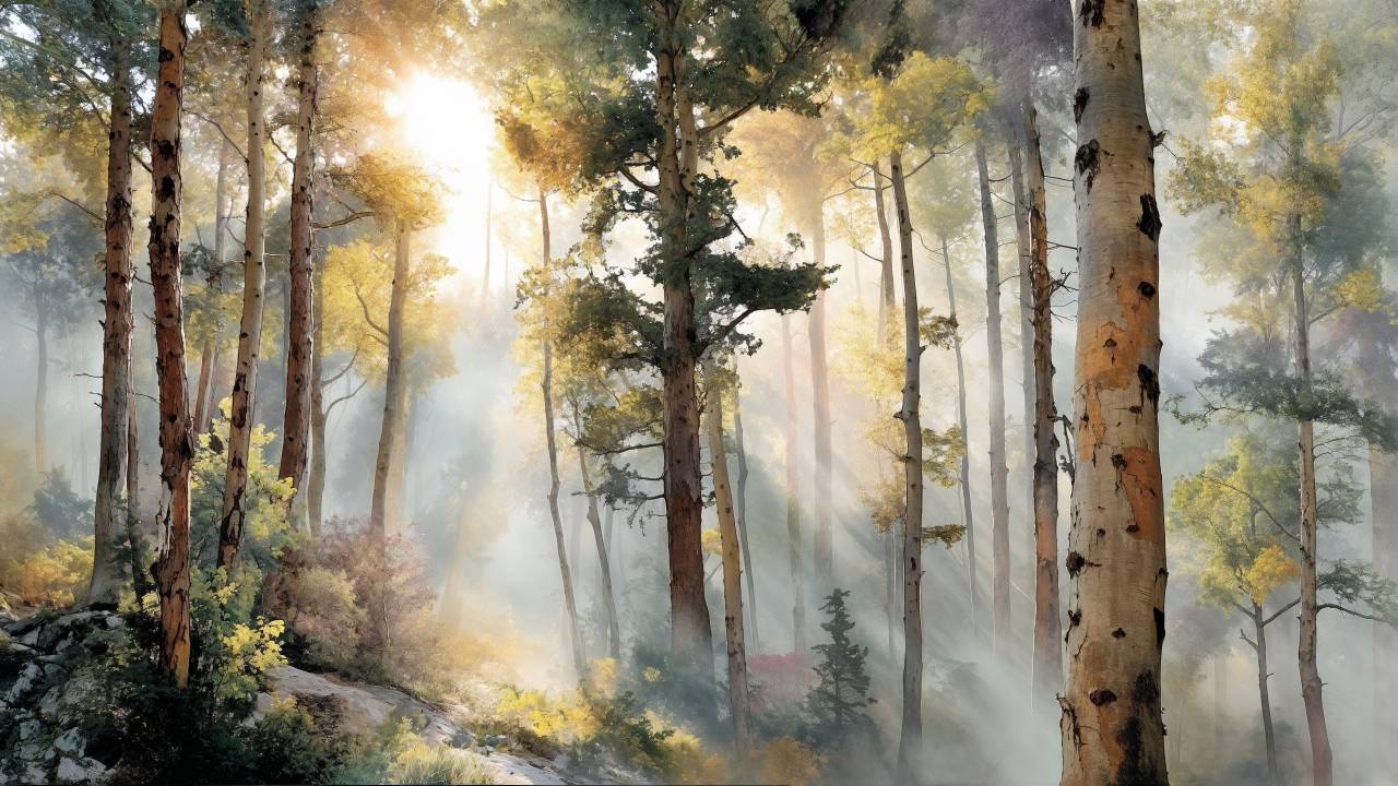 dreamy colors wallpaper, whimsical imagery, tranquil grove, background for desktop wallpaper (horizontal)