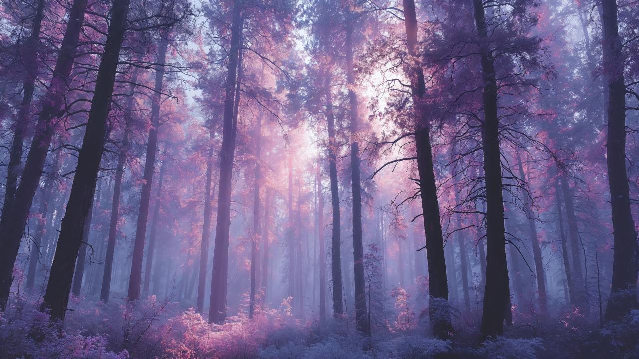 pastel hues wallpaper, mystical landscape, misty colors, background for desktop wallpaper (horizontal)