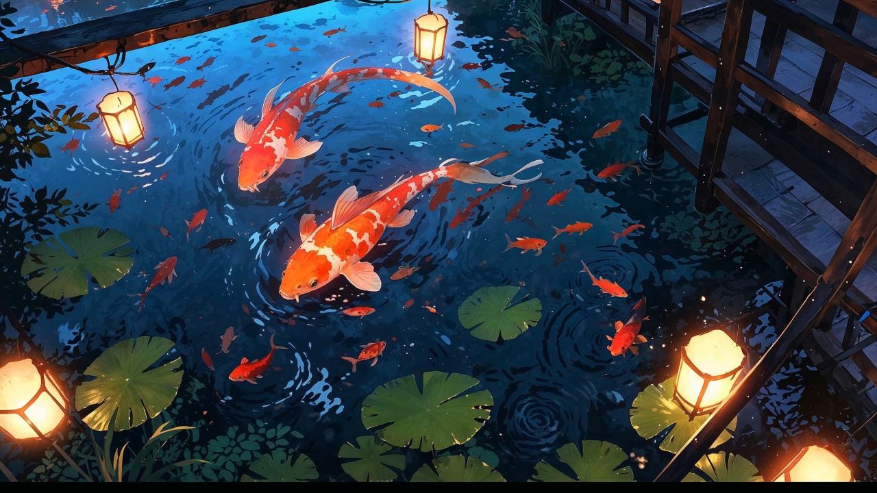 water feature wallpaper, outdoor oasis, landscape design, background for desktop wallpaper (horizontal)