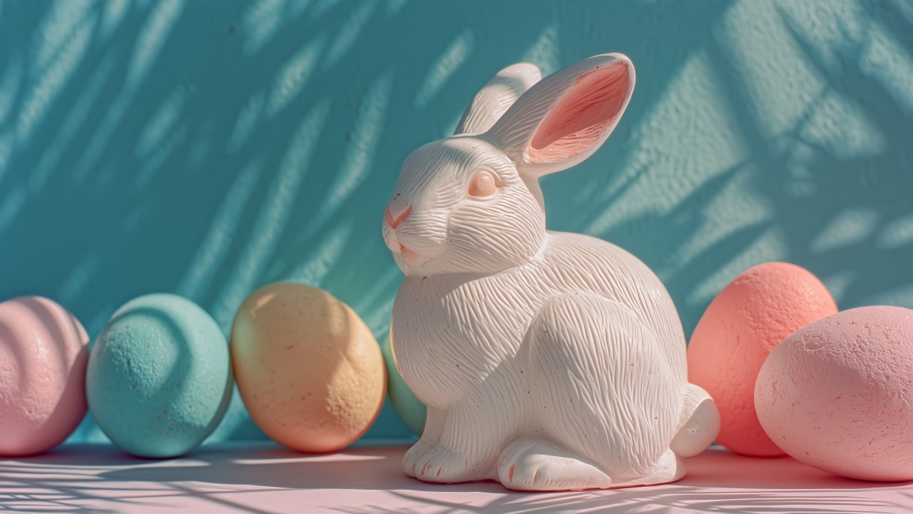 rabbit wallpaper, joyful decor, springtime theme, background for desktop wallpaper (horizontal)