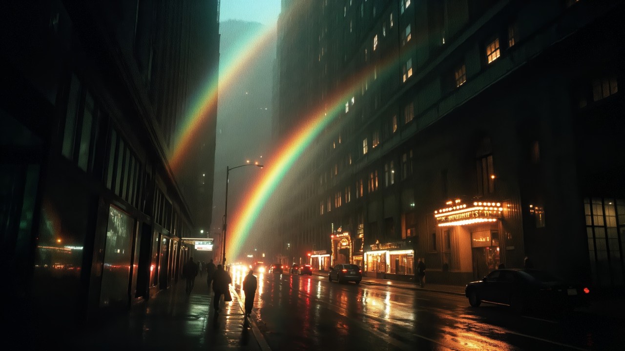 retro vibe wallpaper, colorful reflections, urban glow, background for desktop wallpaper (horizontal)