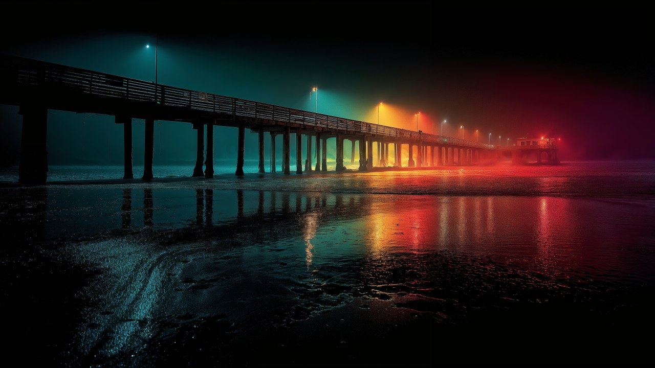 rainbow lights wallpaper, fantasy lighting, nighttime photography, background for desktop wallpaper (horizontal)