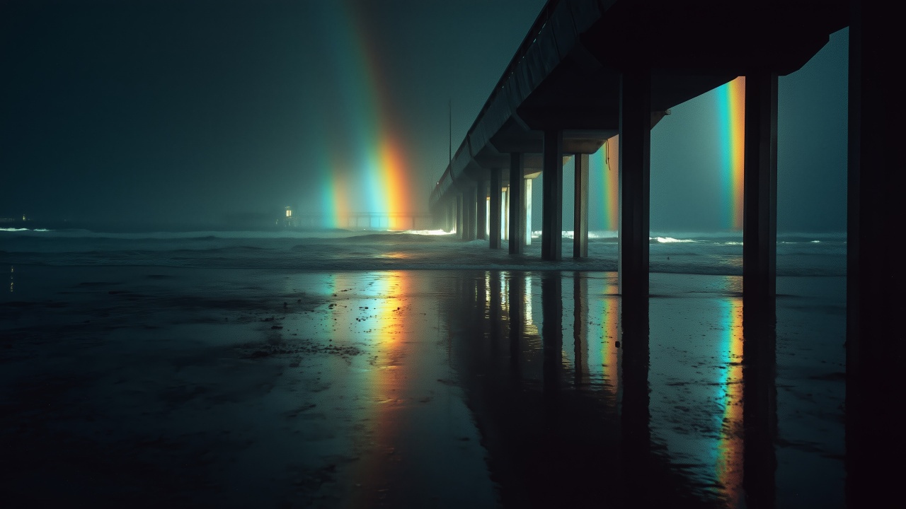 colorful reflections wallpaper, docks, outdoor aesthetics, background for desktop wallpaper (horizontal)