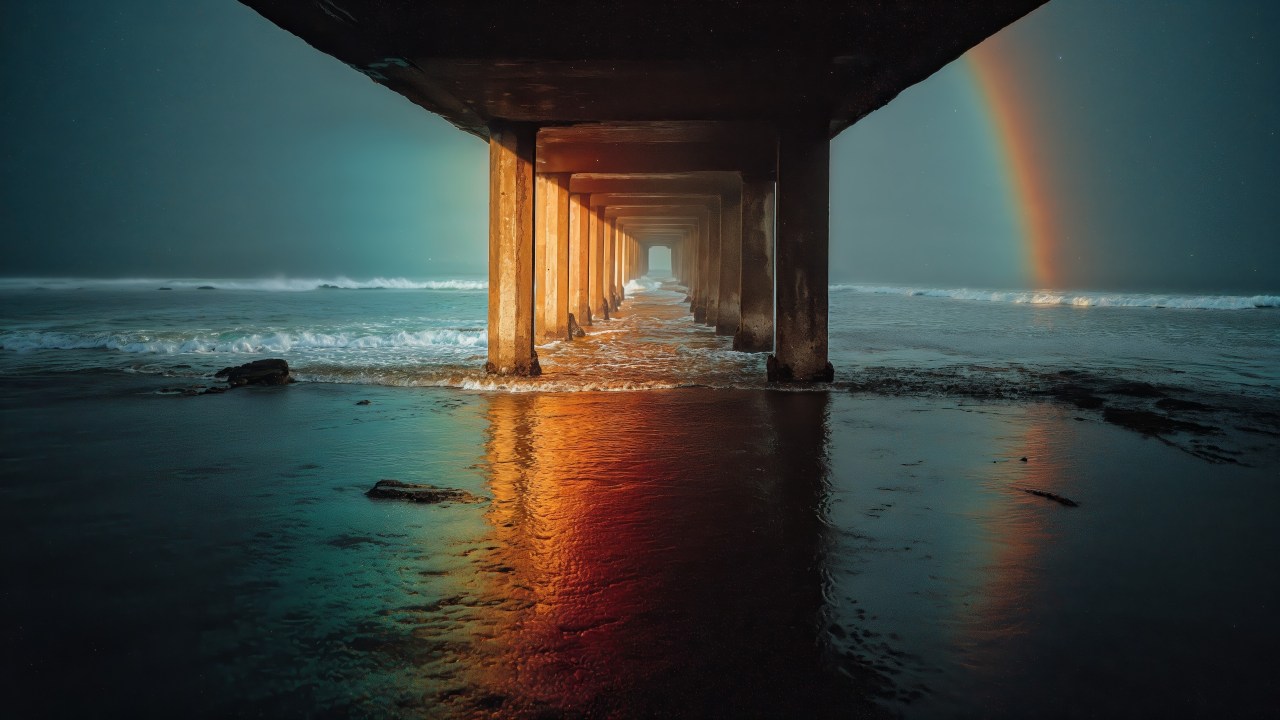 tranquil vibes wallpaper, artistic photography, rainbow lights, background for desktop wallpaper (horizontal)