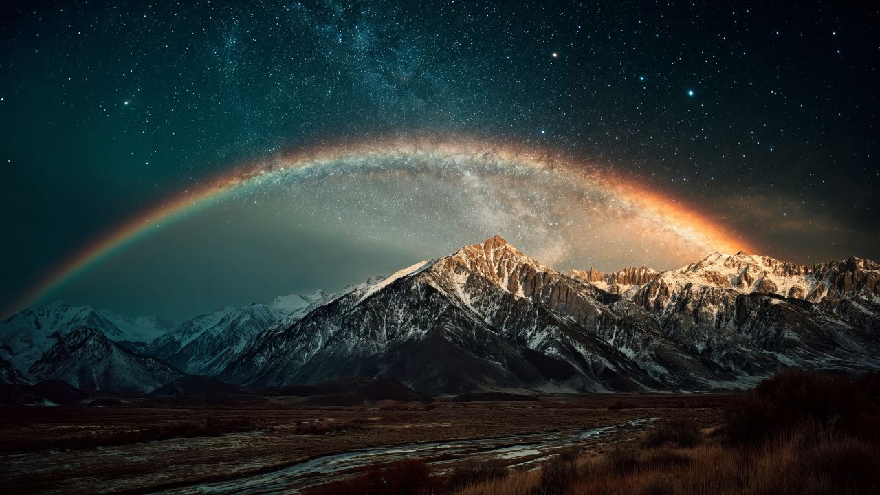 vivid colors wallpaper, rainbow mountains, prism effects, background for desktop wallpaper (horizontal)