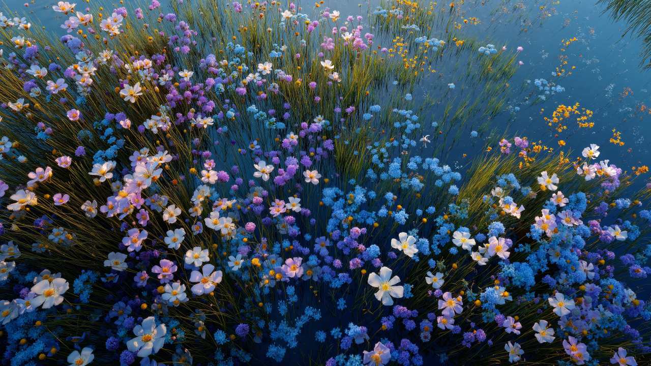 flower garden wallpaper, botanical photography, natures palette, background for desktop wallpaper (horizontal)