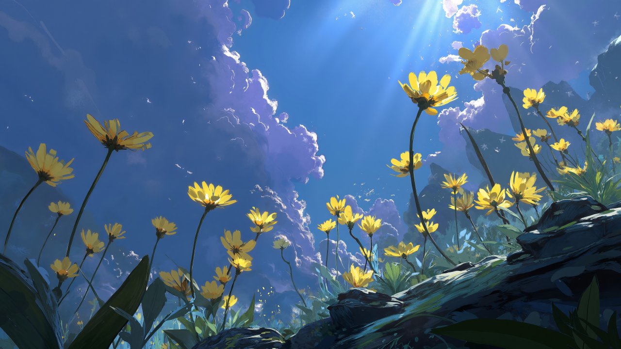 warmth wallpaper, warm weather, floral landscape, background for desktop wallpaper (horizontal)