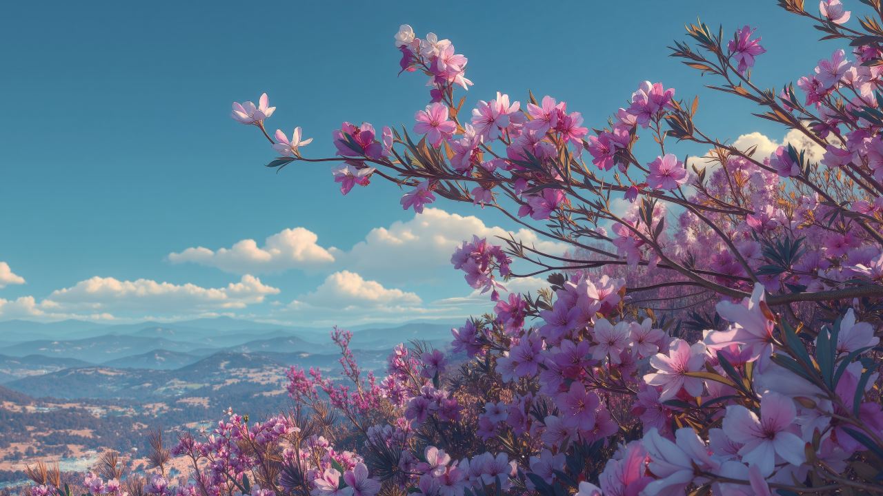 flower sunshine wallpaper, colorful blossoms, bright landscapes, background for desktop wallpaper (horizontal)