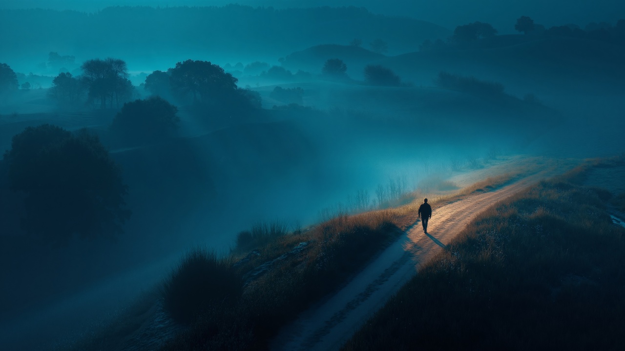lonely highway wallpaper, mystery, cinematic view, background for desktop wallpaper (horizontal)