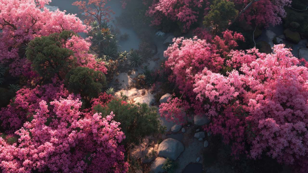 terrain wallpaper, bright horizons, tropical oasis, background for desktop wallpaper (horizontal)