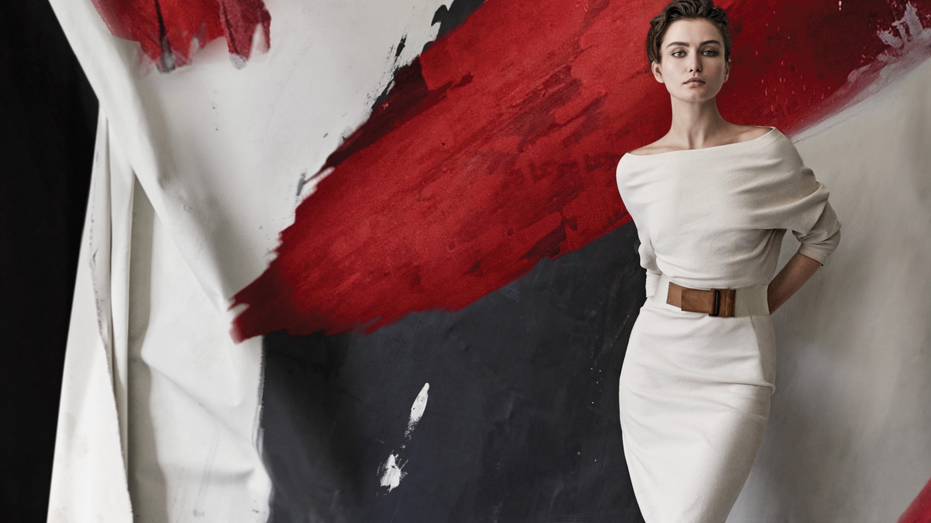 Andreea Diaconu, Top Fashion Models 2015, model, white dress, brunette (horizontal)