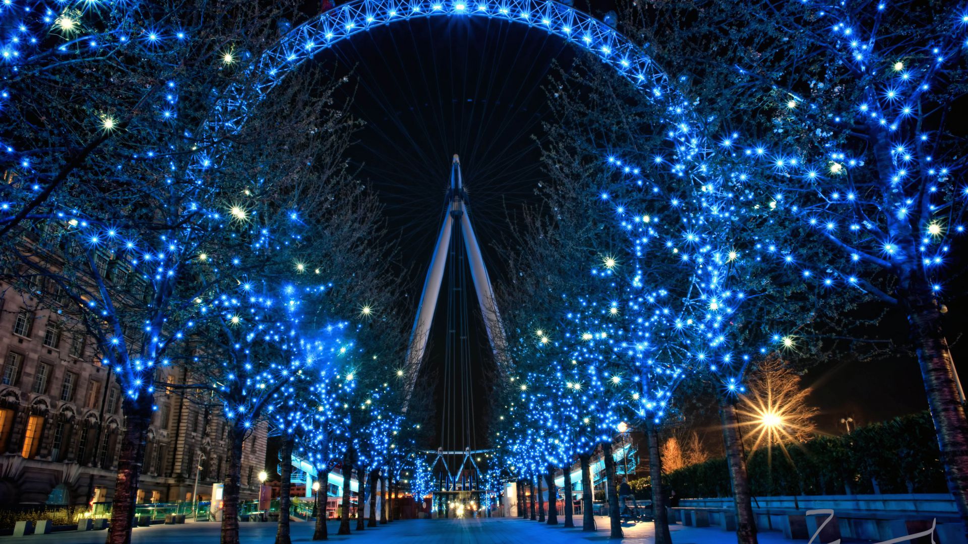 London Eye, England, Travel. Tourism, Night (horizontal)