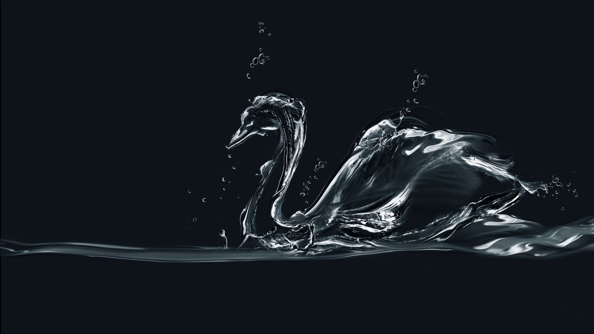 Swan, drops, art (horizontal)