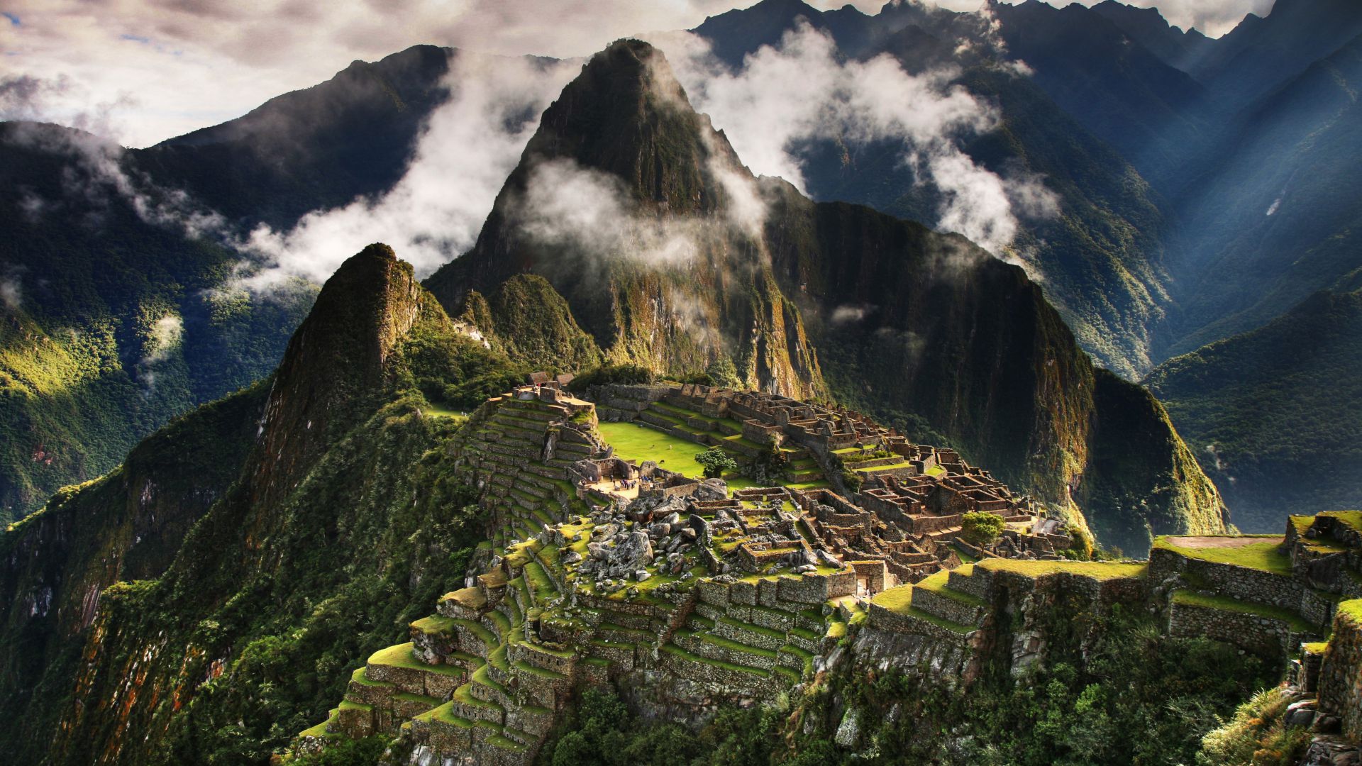 Machu Picchu, 5k, 4k wallpaper, Peru, mountains, clouds, hills (horizontal)