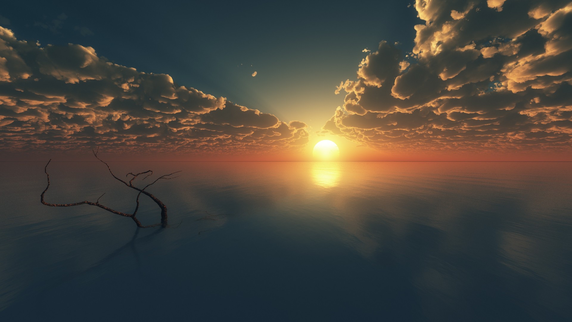Sky, 4k, HD wallpaper, clouds, sunset, sunrise, water, blue, sea (horizontal)