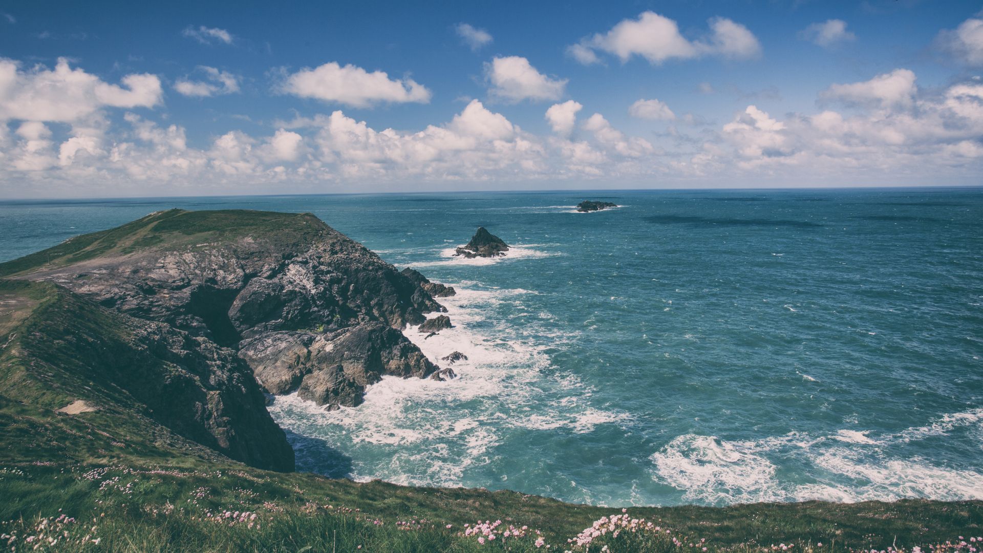 Cornwall, 5k, 4k wallpaper, England, coastline, rocks, sky, clouds (horizontal)