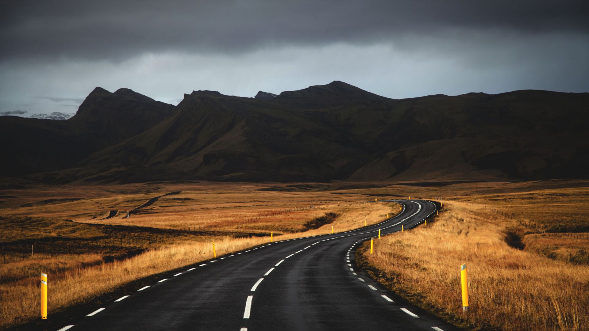 Iceland, 4k, 5k wallpaper, road, mountains, clouds (horizontal)