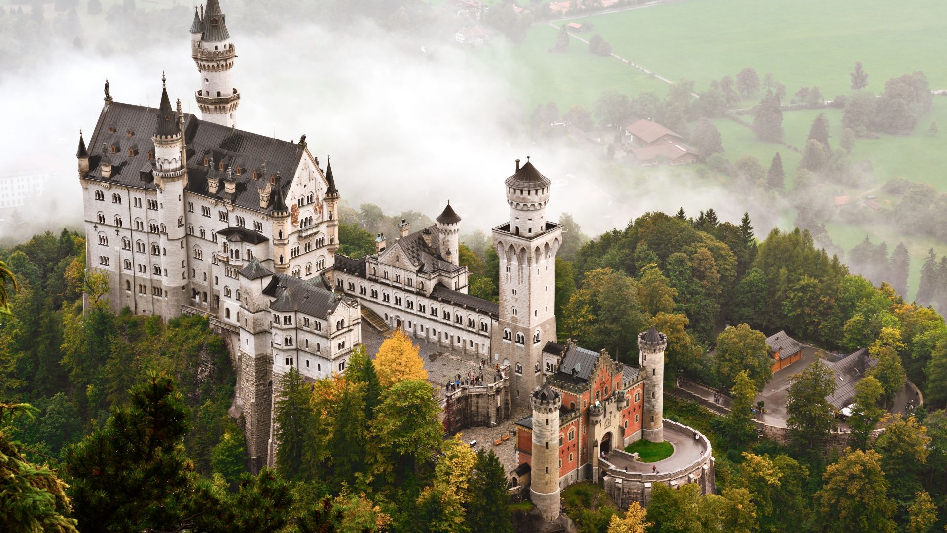 Neuschwanstein castle, Bavaria, Germany, tourism, travel (horizontal)