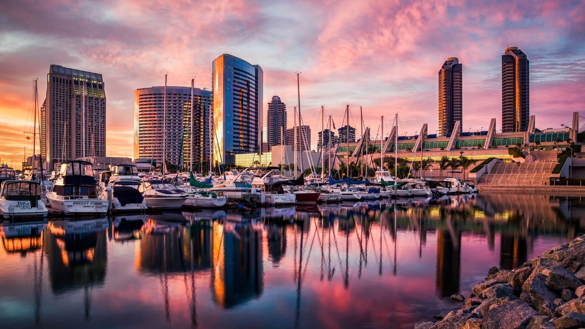 San Diego, harbor, Sunset, sunrise, water, reflections, city, travel (horizontal)