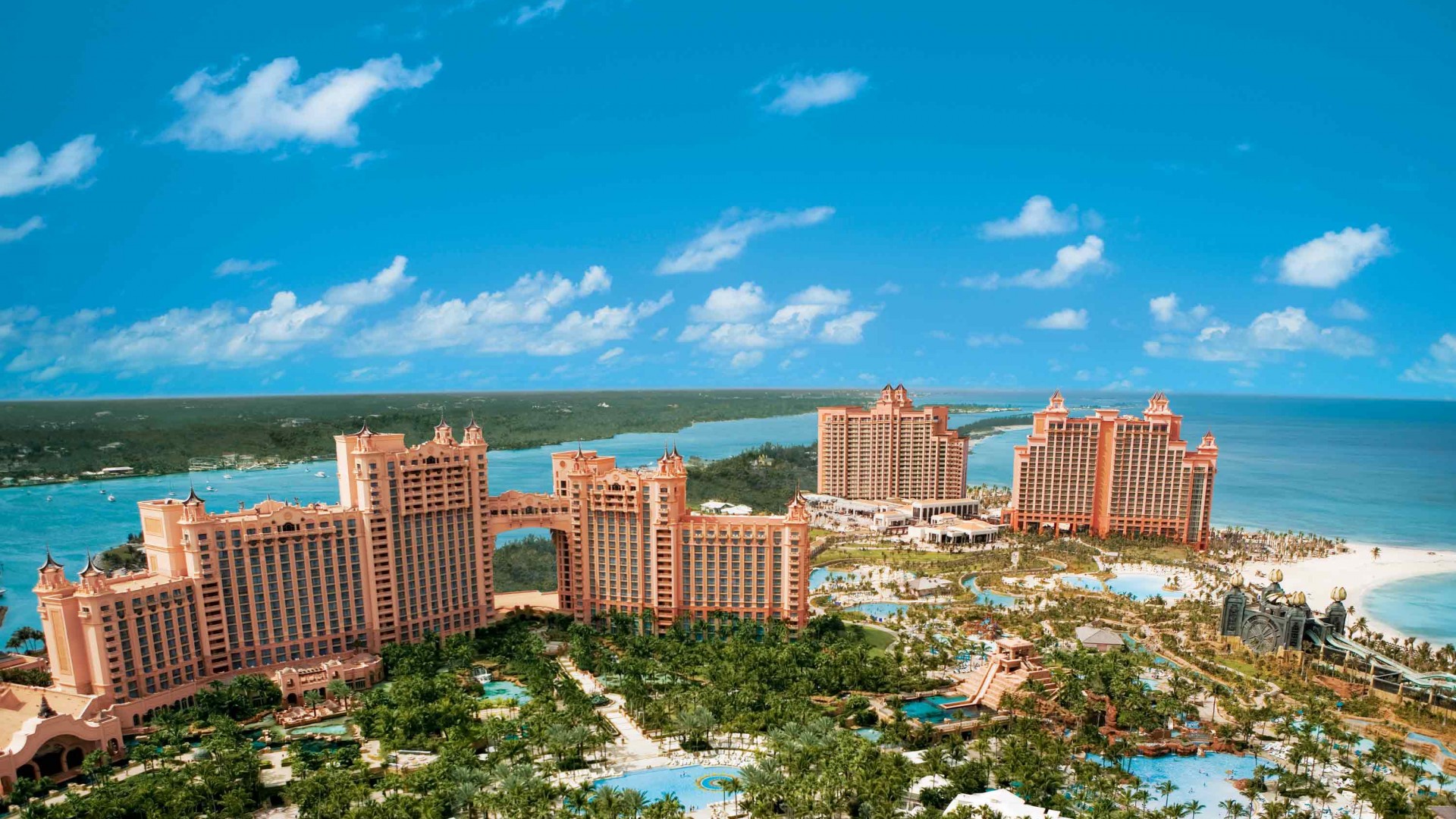 Bahamas, island, resort, hotel, sea, ocean, travel, booking, pool, beach, palm, vacation, sky, blue (horizontal)