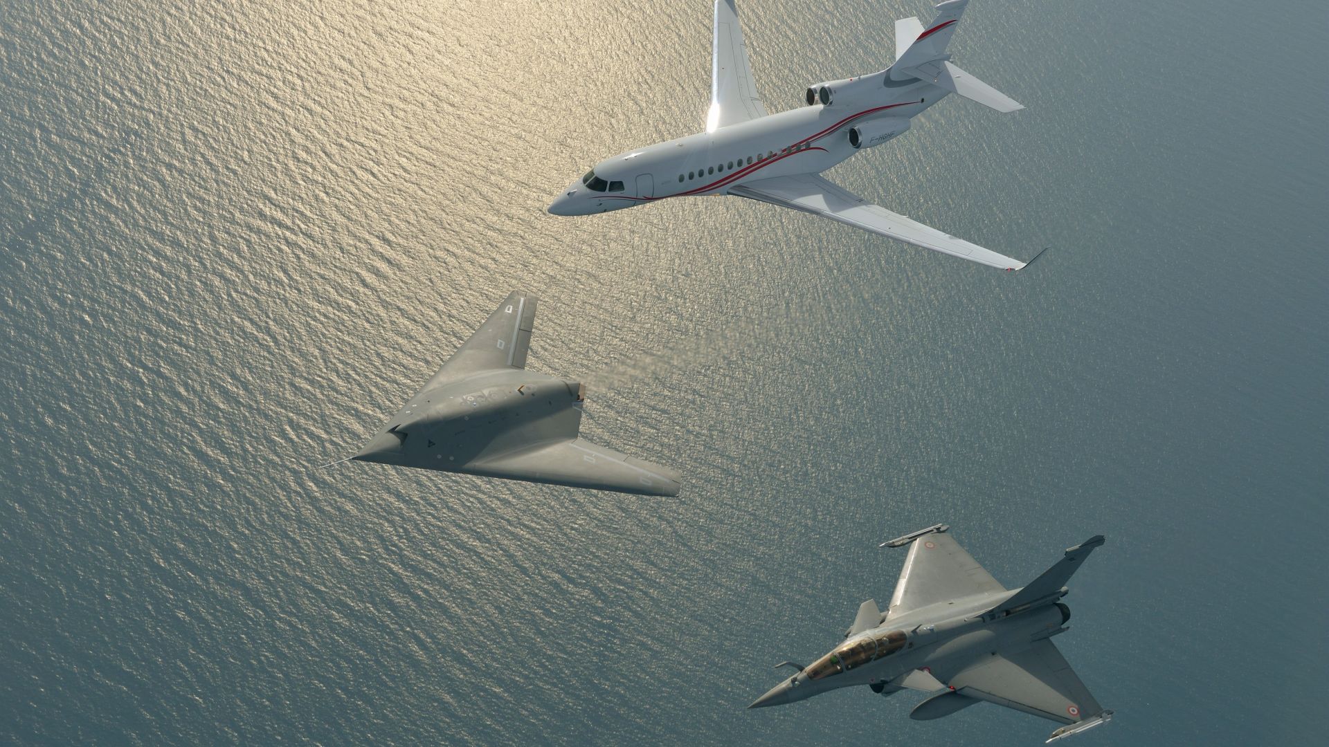 Dassault nEUROn, Neuron, Rafale, Falcon 7X, British army, Drone, Unmanned Combat Air Vehicle, US Army, U.S. Air Force, aircraft (horizontal)