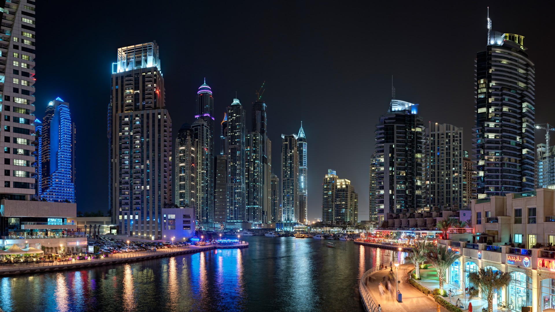 Dubai, Marina Yacth club, sea, lake, water, night, light, travel, booking, vacation, landscape (horizontal)