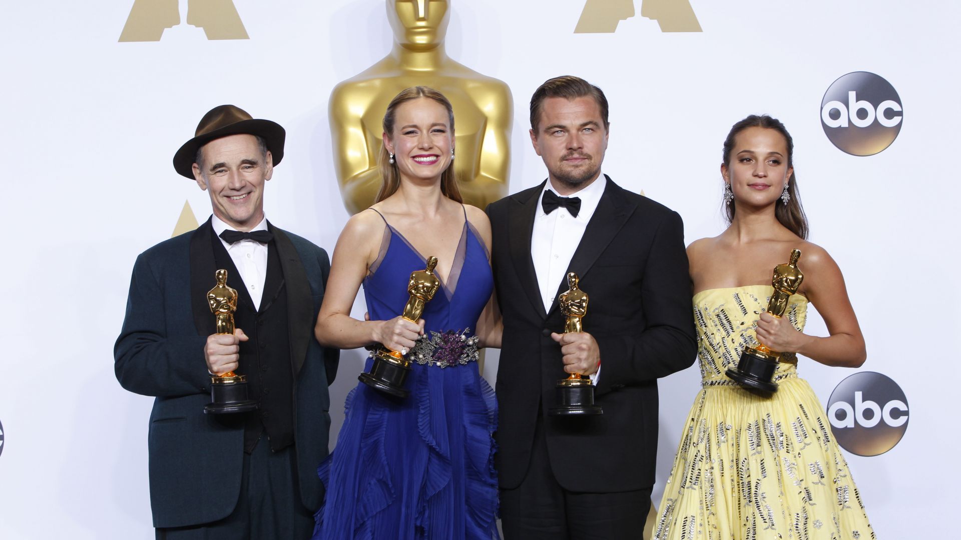 Mark Rylance, Brie Larson, Leonardo DiCaprio, Alicia Vikander, Oscar 2016, Oscar, Most popular celebs (horizontal)