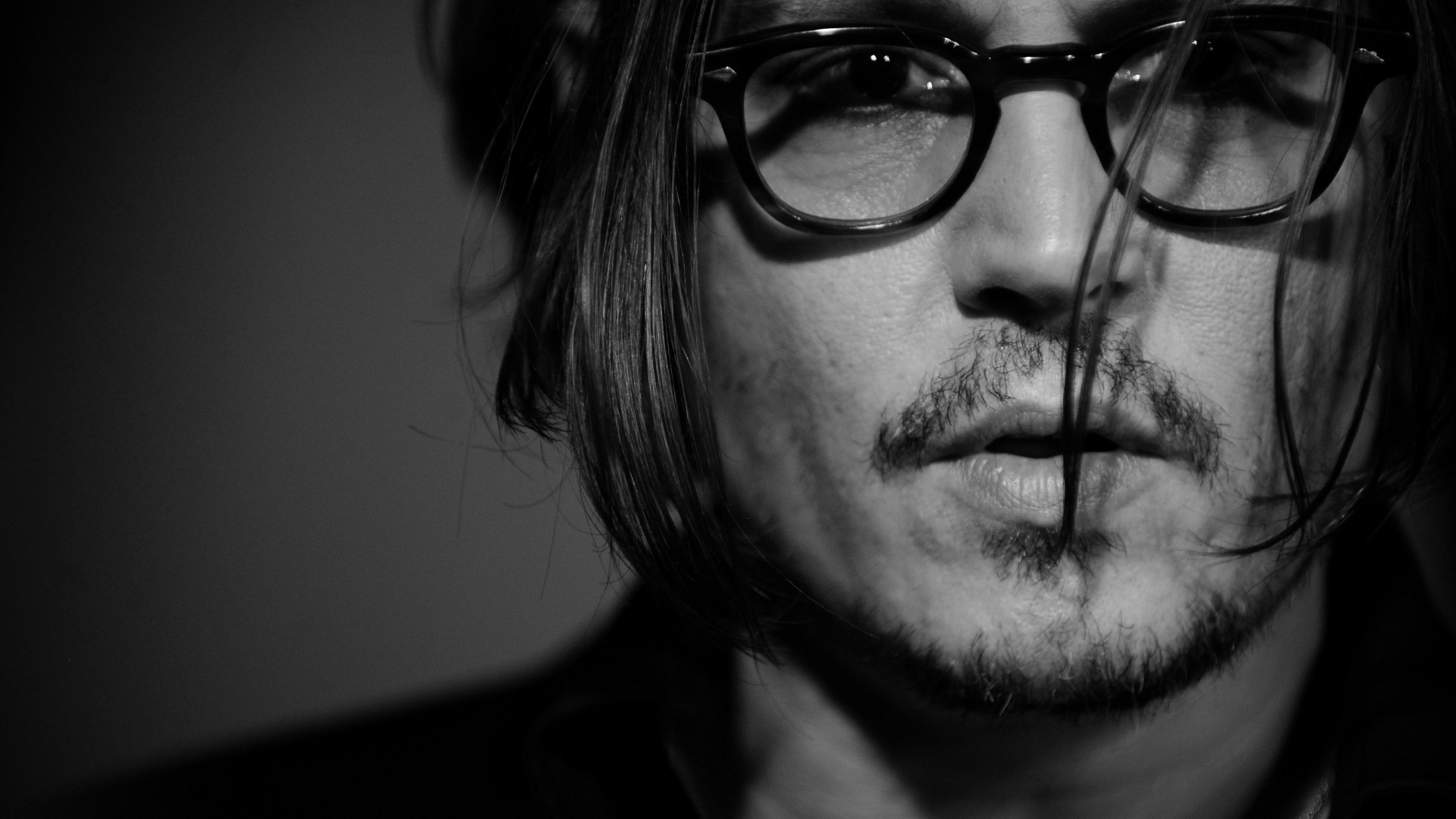 Johnny Depp, director, musician, screenwriter, producer, glasses, hair, beard,  (horizontal)