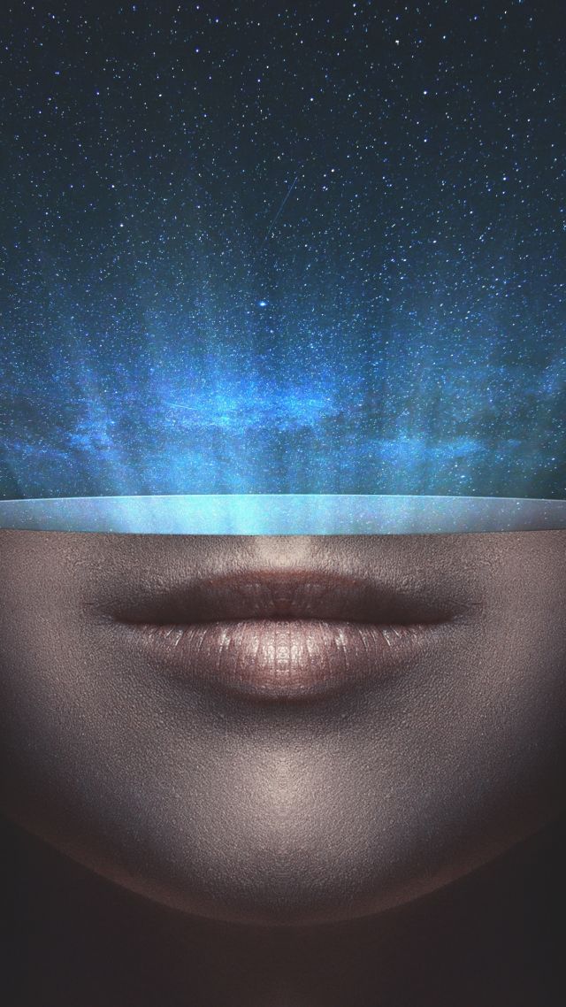universe, stars, space, face, lips (vertical)